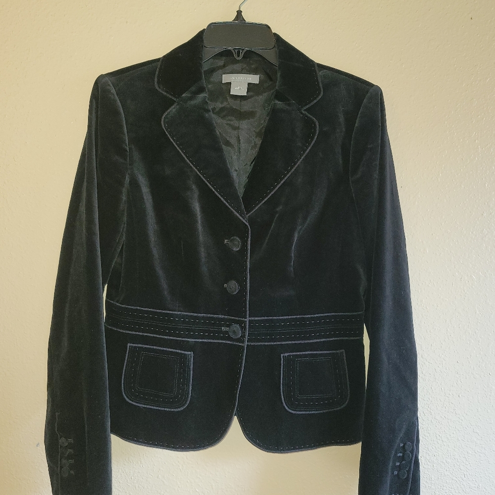 Ann Taylor Black Velvet Jacket Size 4 - Picture 6 of 12
